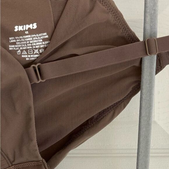 Skims Crossover Bralette Size 4X Jasper Brown Power Mesh Lining Soft Comfy - Picture 3 of 3